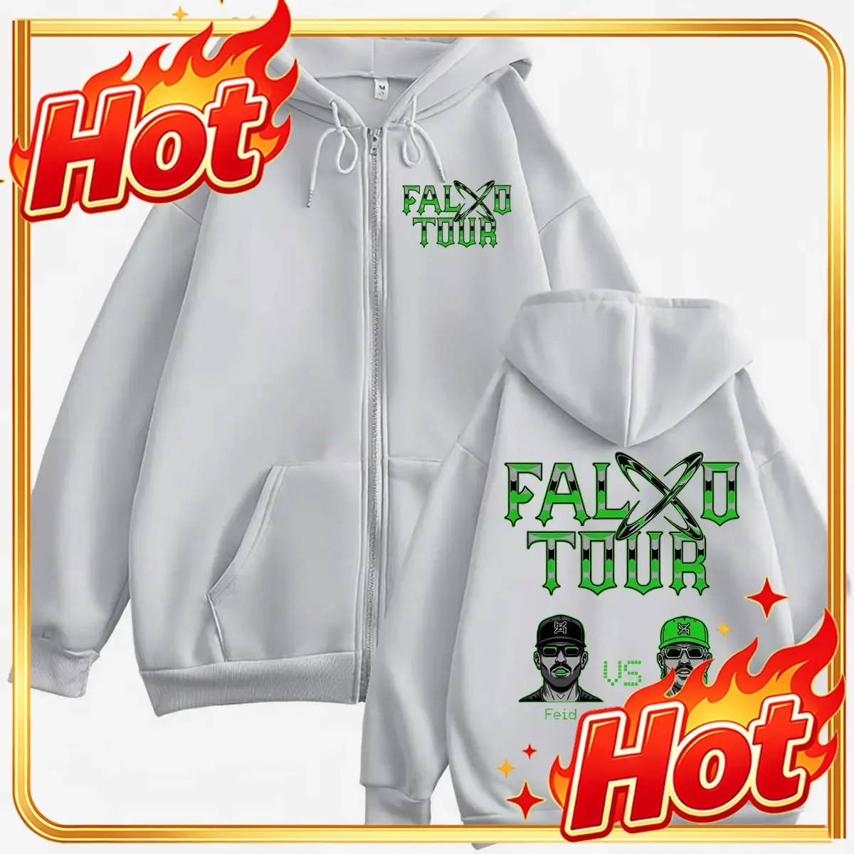 Mens Fashion Zip Up Hoodies - Feid Vs Ferxxo Falxxo Tour 2026,