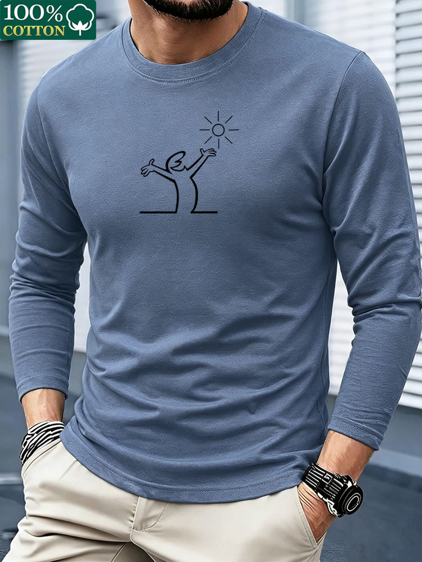 Kaos Lengan Panjang Katun 100% - Mens Fashion Summer ulasan dan harga